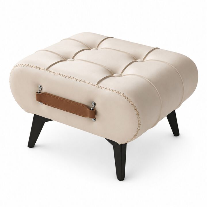 Vintage Button-Tufted Ottoman Footstool
