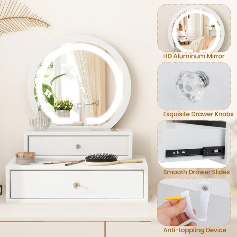 Hivvago LED Lighted Vanity Mirror for Bedroom Tabletop