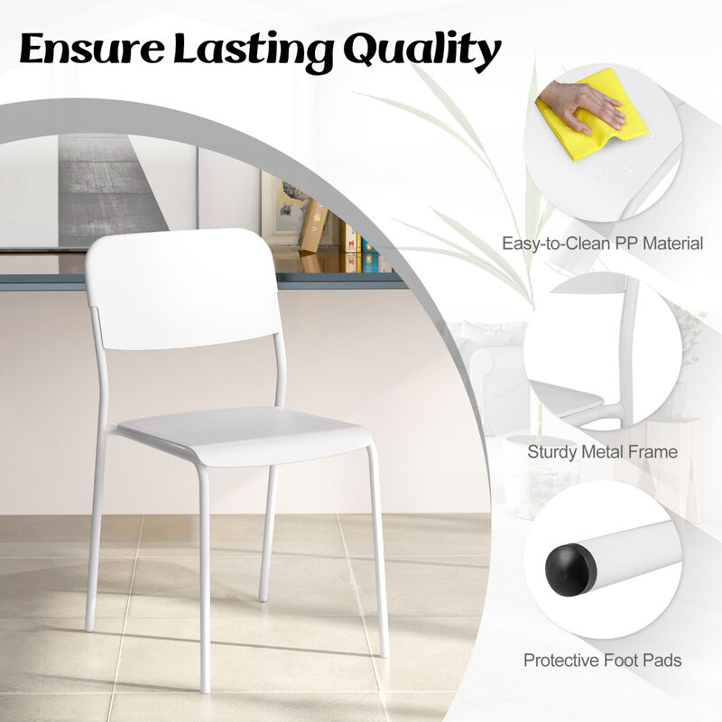 Modern Dining Chairs Set of 4 with Tilted Backrest and Sturdy Metal Legs