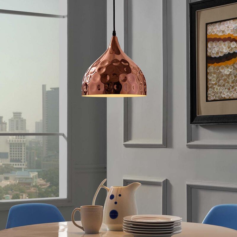 Modway Dimple Contemporary Modern Bell Shade 11" Hanging Ceiling Light Pendant Light Fixture In image number 2