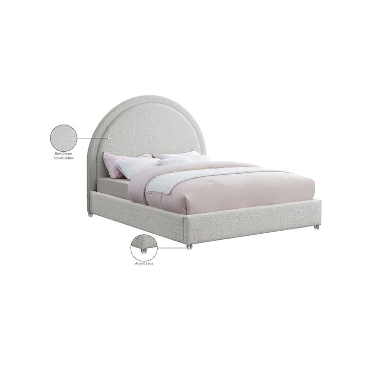 Meridian Furniture Milo Cream Fabric Queen Bed