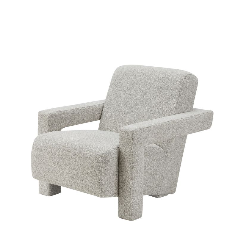 Cid Lily 28 Inch Accent Chair, Light Gray Polyester, Foam Cushions, Wood