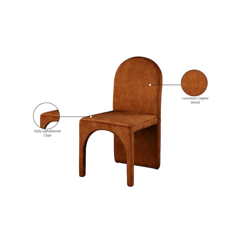 Meridian Furniture Summer Cognac Velvet Dining Side Chair, Set of 2