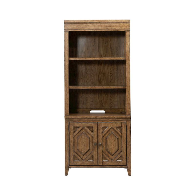 Liberty Furniture Carolina Park Bunching Bookcase for Living Room Office Storage  - Amber Brown image number 0