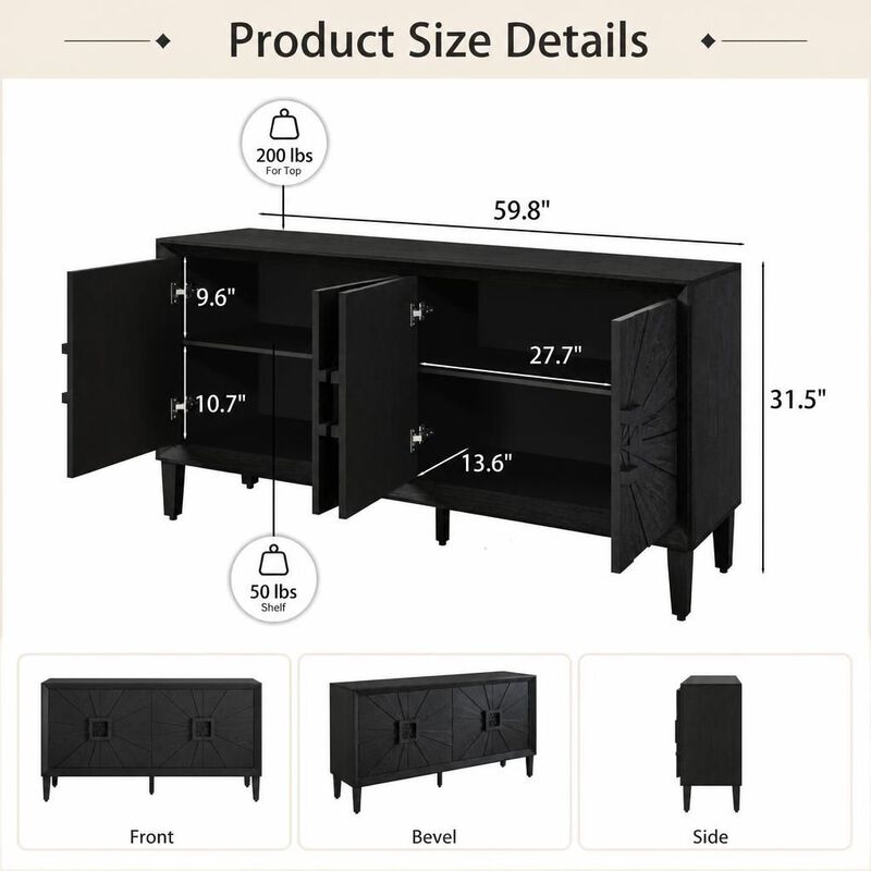 60" Credenza Storage Cabinet image number 1
