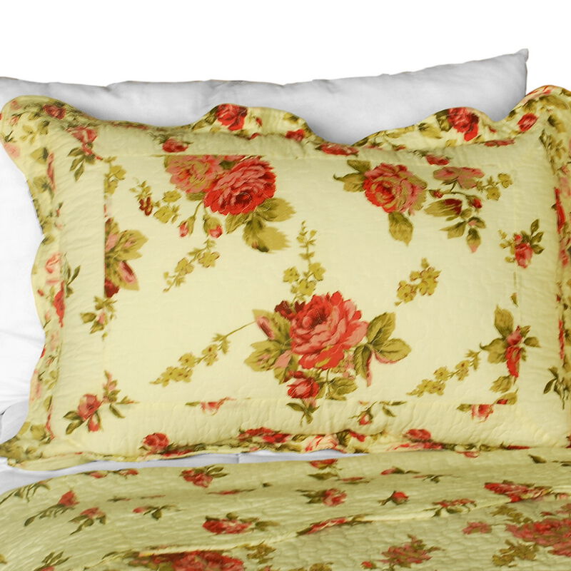 Queen Size Cotton 3 Piece Printed Quilt Set Beauty of Light Soft Bedding image number 4