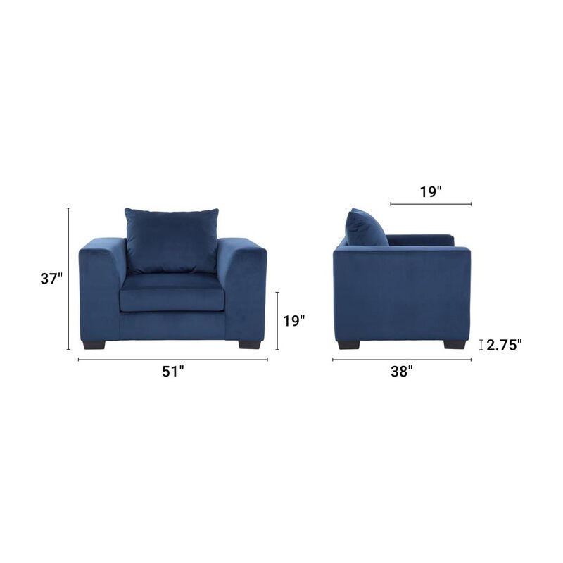 American Furniture Classics Blue Fabric Oversized Chair /w Rolled Arms