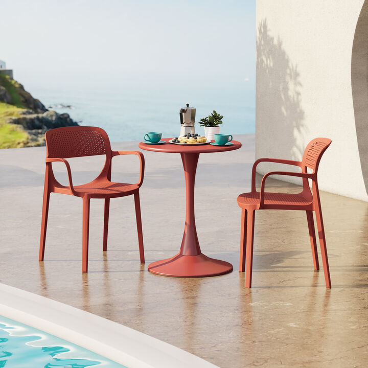WestinTrends Outdoor Stackable Plastic Resin Patio Dining Armchair (Set of 2)