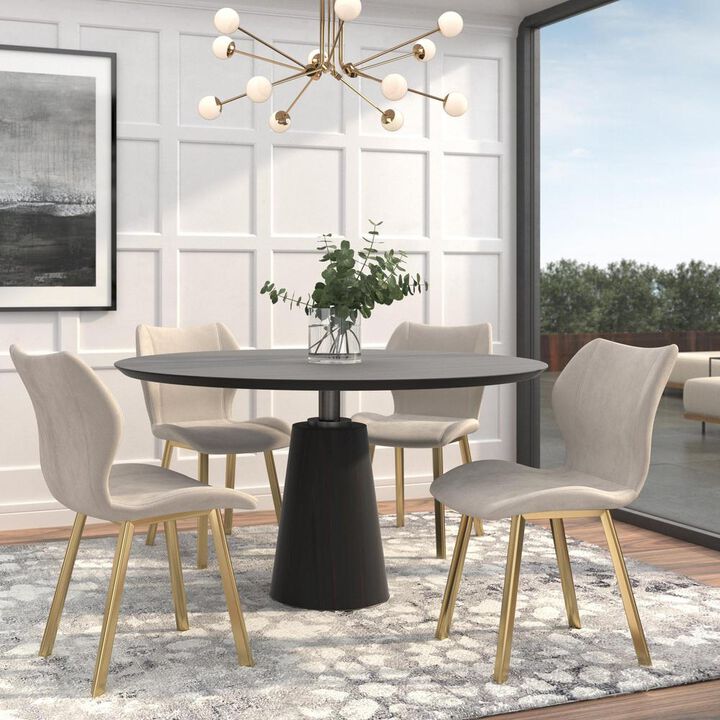 Fabric Dining Chair/Gold Legs, Cream Velvet, Set Of 4