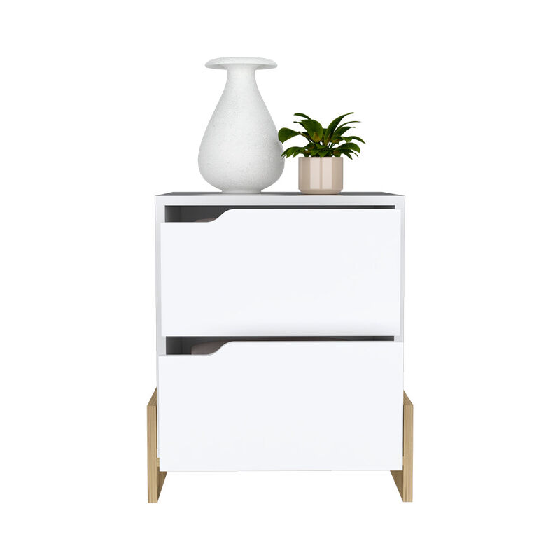 Nightstand Brookland, Bedroom, White / Macadamia