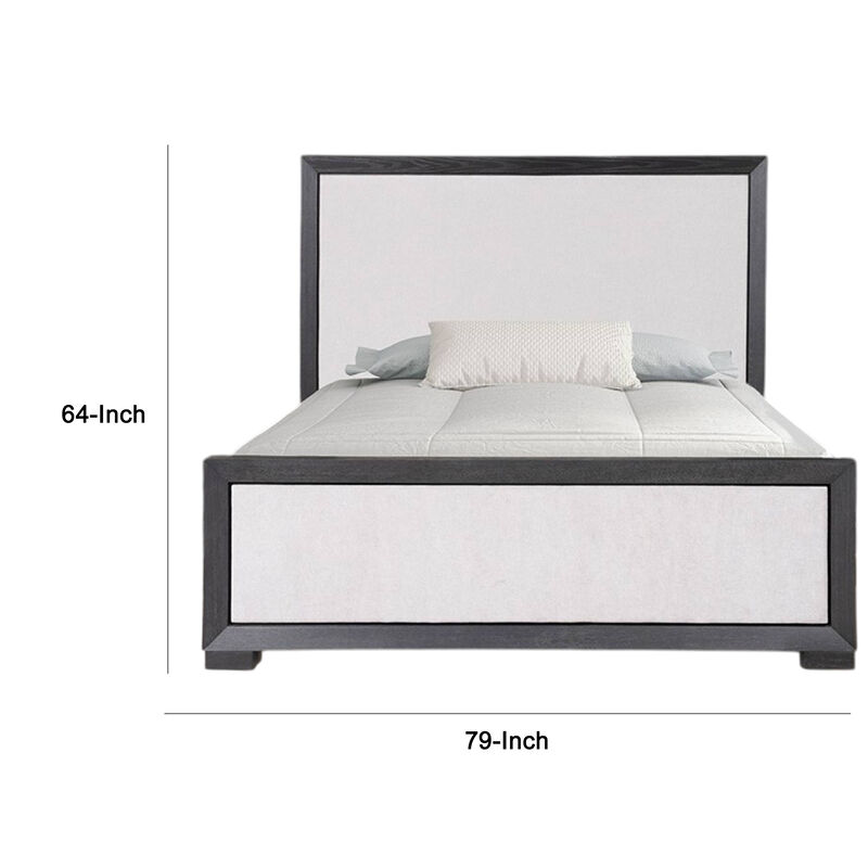 Kizie King Size Bed, Modern Upholstered Black and White Solid Wood