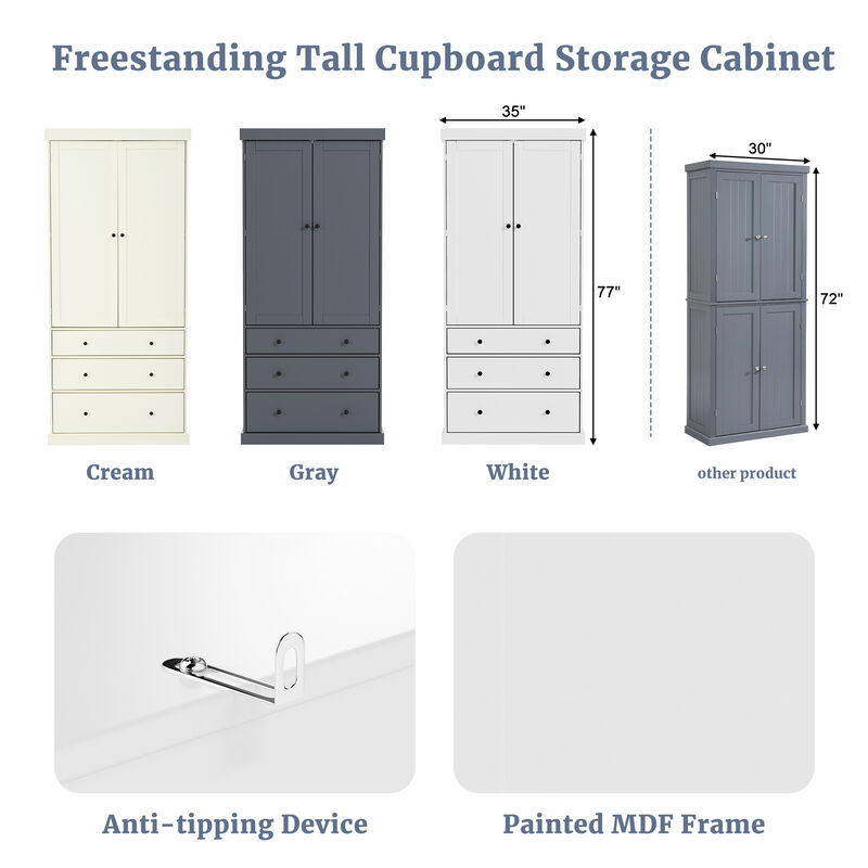 Merax Freestanding Tall Cupboard Storage Cabinet