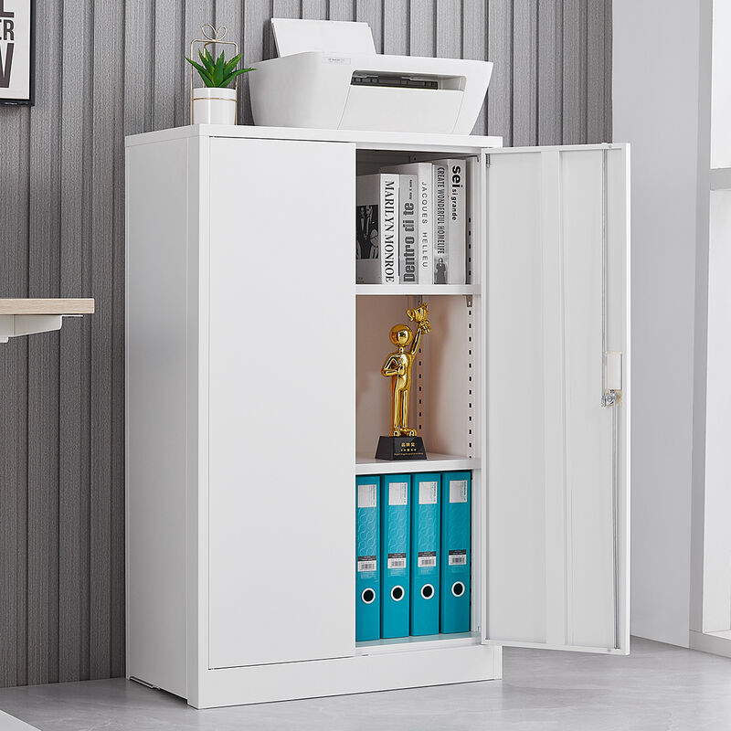Streamdale Locking Metal Storage Cabinet with Shelf, White