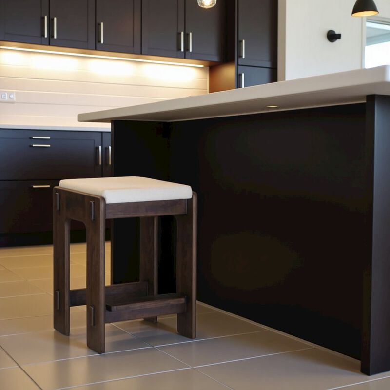 Starlight Canyon Home Oak Counter Stool Upholstered Backless Seat Minimalist Bar Stool Design image number 7