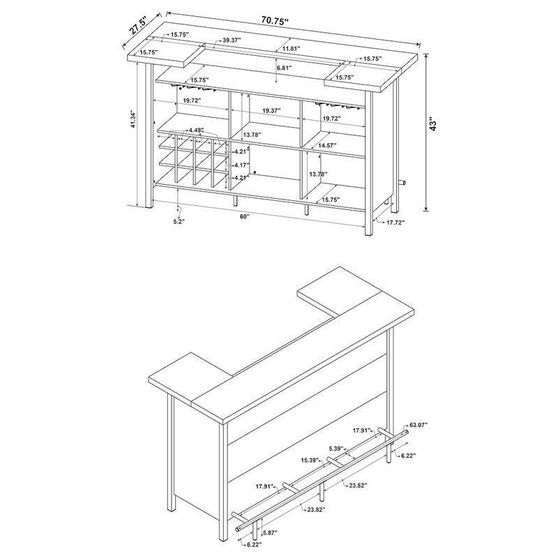 Coaster Co. of America Bellemore Freestanding Home Bar Wine Cabinet Rustic Oak