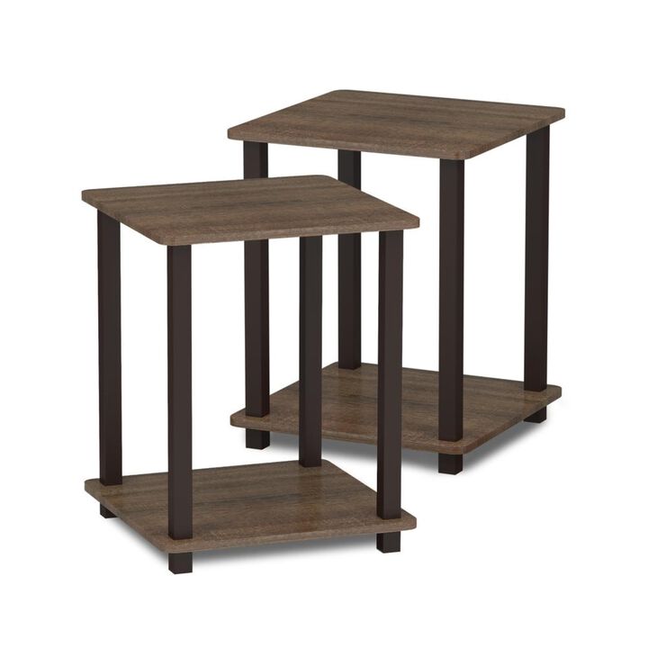 Furinno Simplistic Set of 2 End Table, Walnut/Brown