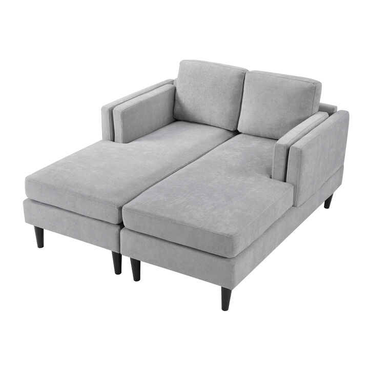 Merax Modular Chenille Chaise Lounge - Dual-Layer Armrests with Flexible Layouts Accent Chairs