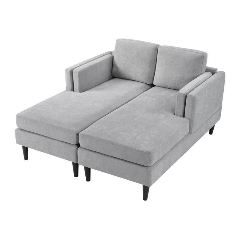 Merax Modular Chenille Chaise Lounge - Dual-Layer Armrests with Flexible Layouts Accent Chairs image number 0