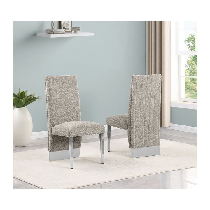 Best Quality Furniture Luxe Gray Boucle Side Chairs - Set Of 2