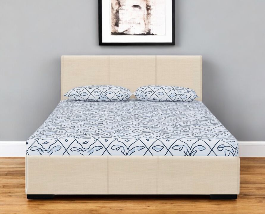 Durable Faux Leather Upholstered Bed &ndash; Solid & Mixed Wood Build
