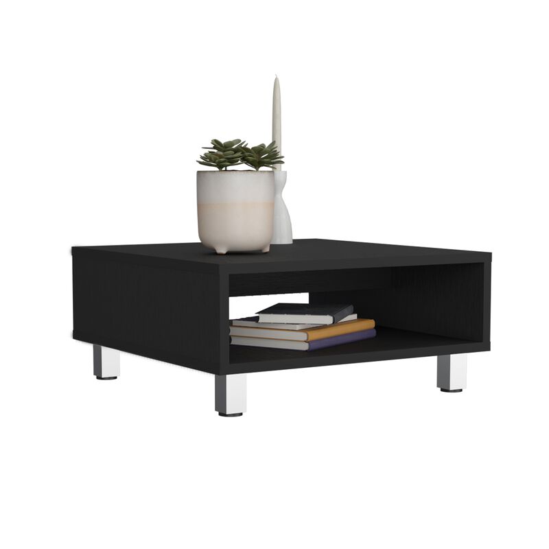 Chiniak Coffee Table 10.6" H, 1 shelf, 4 legs, Black
