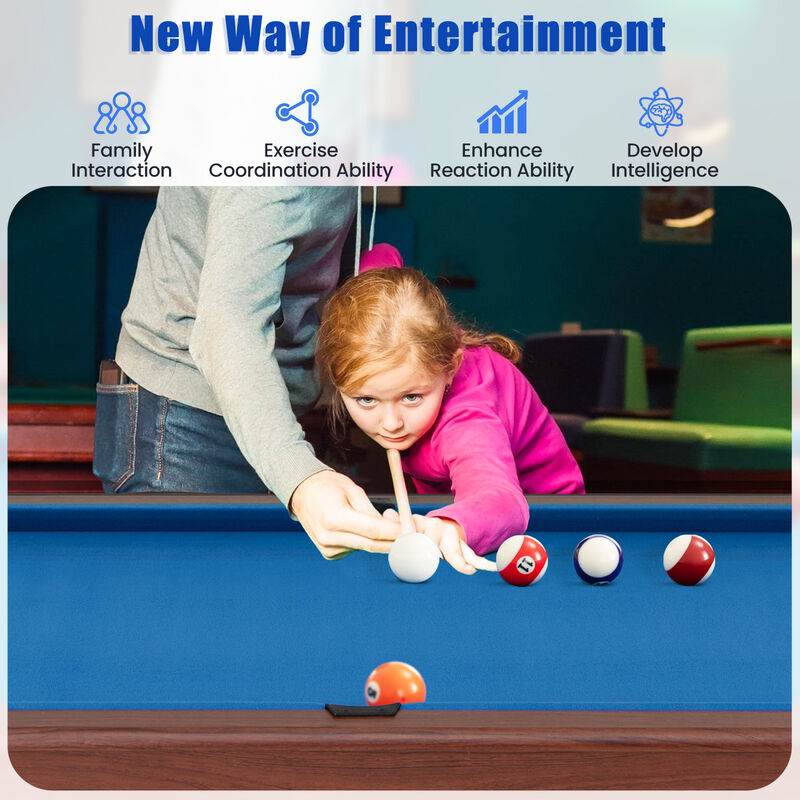 Kids and Adults Wooden Pool Table with Complete Billiard Ball Set image number 7