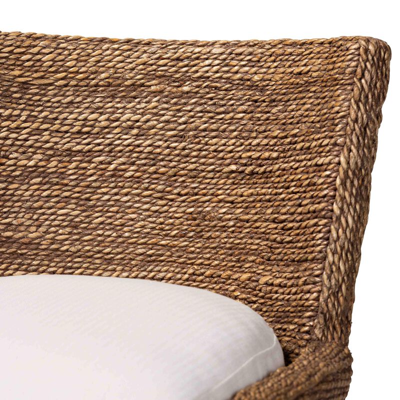 bali & pari Ridley Seagrass Counter Stool with Mahogany Wood Frame - Coastal Seating with Woven Square Back and Cushioned Seat for Kitchen Island or Breakfast Bar image number 5