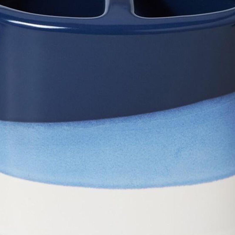 SKL Home Saturday Knight Ltd Alanya Fluid Wave Inspired Appearance Toothbrush Holder - 4.31x2.37x4.58, Blue