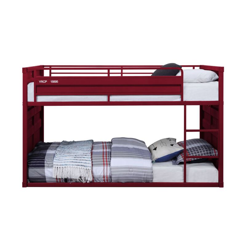 CarTwin/Twin Bunk Bed, Red Finish