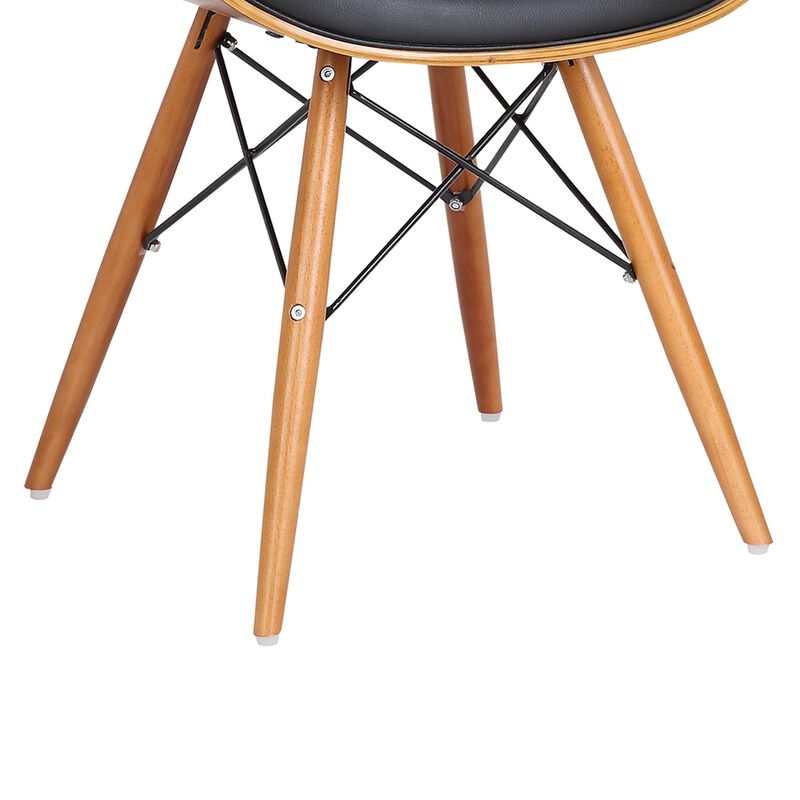 Mid-Century Dining Chair in Walnut Wood and Black Faux Leather image number 4