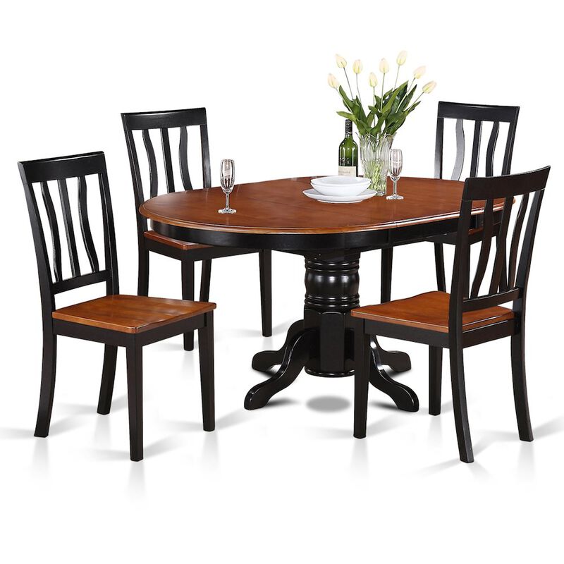 5 Pc Dining room set-Oval Dining with Leaf and 4 Dining Chairs