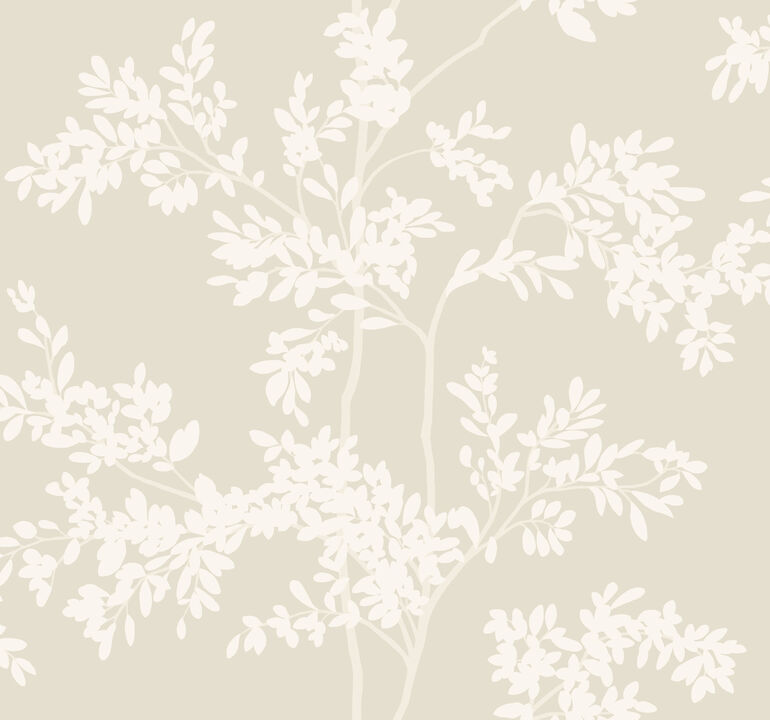 Lunaria Silhouette Light Taupe & White Wallpaper