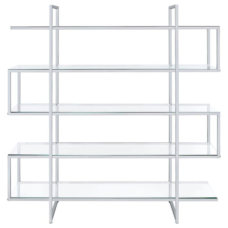 Coaster Elmer 5-shelf Bookcase Chrome and Clear image number 1