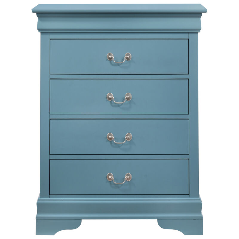 Louis Philippe G3180-BC 4 Drawer Chest, Teal