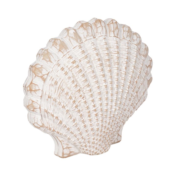 8" Sea Scallop Shell Woven Pattern, White