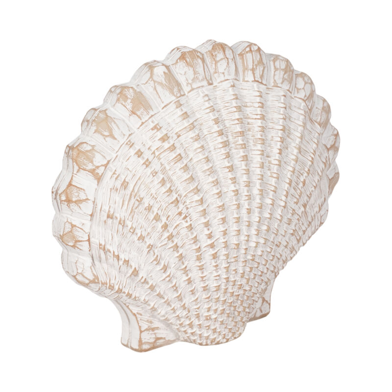 8" Sea Scallop Shell Woven Pattern, White image number 1