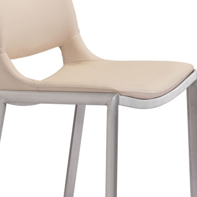 Hivvago Set of Two 29 Inch Light Pink And Silver Steel Low Back Bar Height Bar Chairs