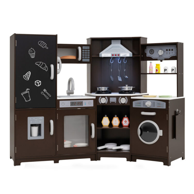 Large Pretend Play Kitchen Set with Lights and Sounds for Kids Playroom image number 0