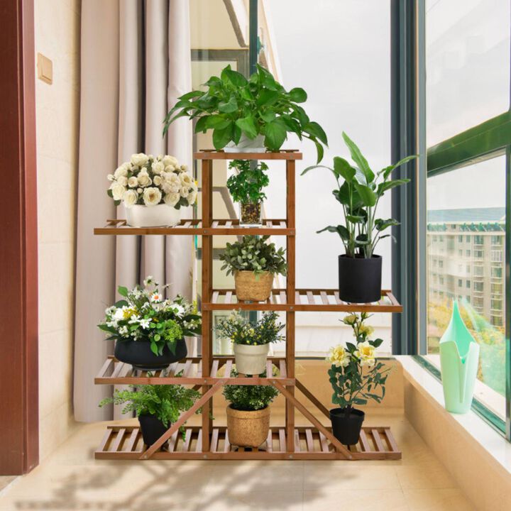 Hivvago 5-tier 10 Potted Bamboo Plant Stand