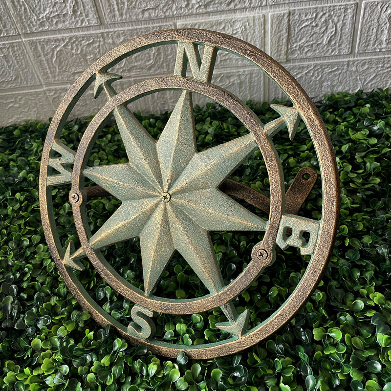 Cast Iron Compass Wall Mounted Decorative Hanging Garden Hose Holder image number 6