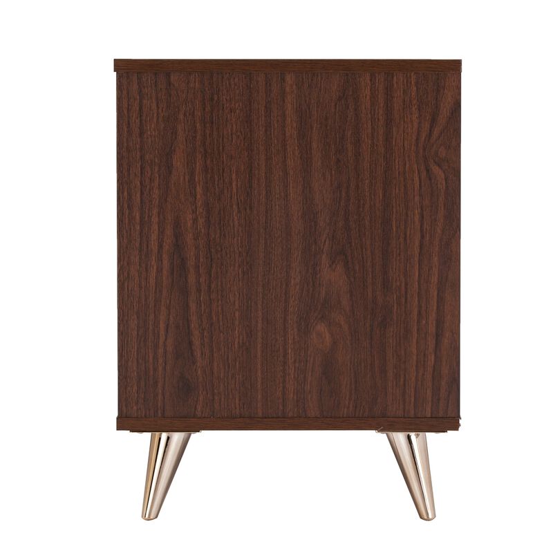 SEI Furniture Oren Bedside Table w/ Drawers, Brown