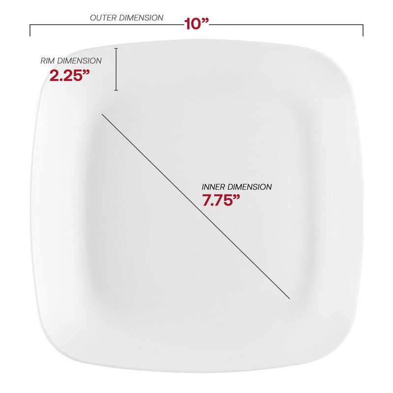 Solid White Flat Rounded Square Plastic Dinnerware Value Set (40 Sets) image number 2