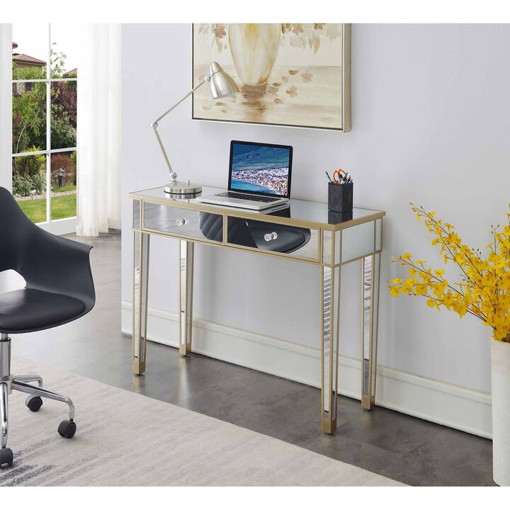 Convenience Concepts Gold Coast Mirrored 2 Drawer Desk