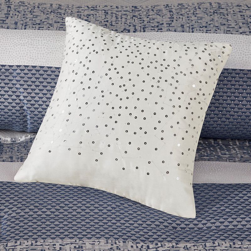 Gracie Mills Hickman 7-Piece Transitional Striped Jacquard Comforter Set