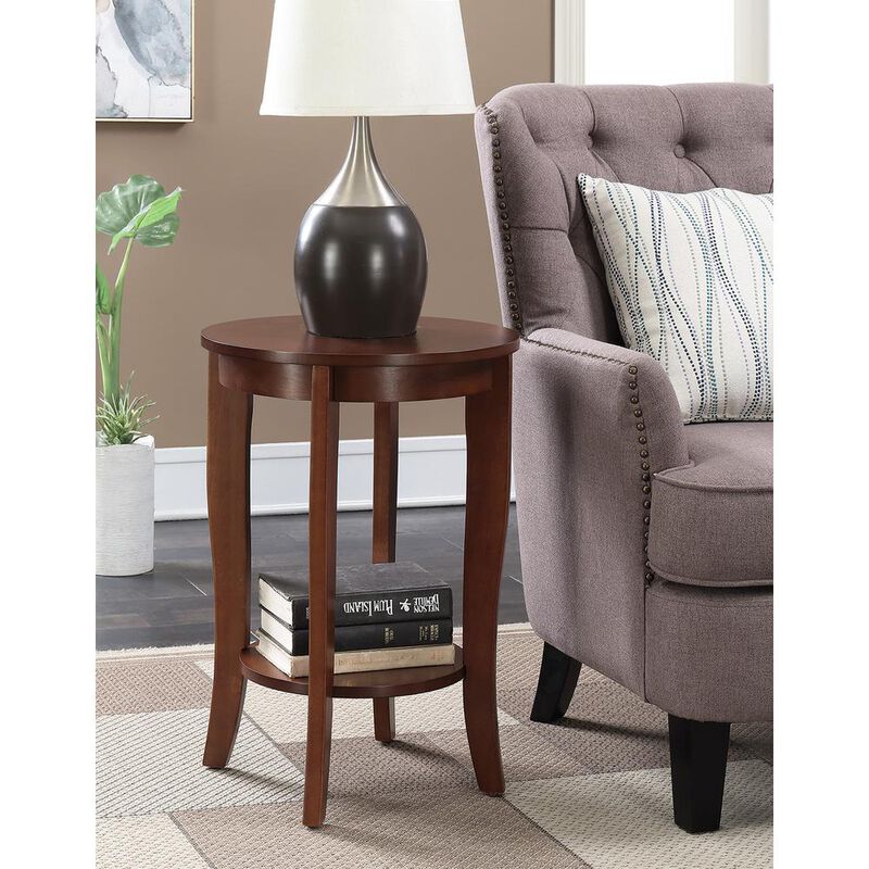 Convience Concept, Inc. American Heritage Round End Table with Shelf Mahogany