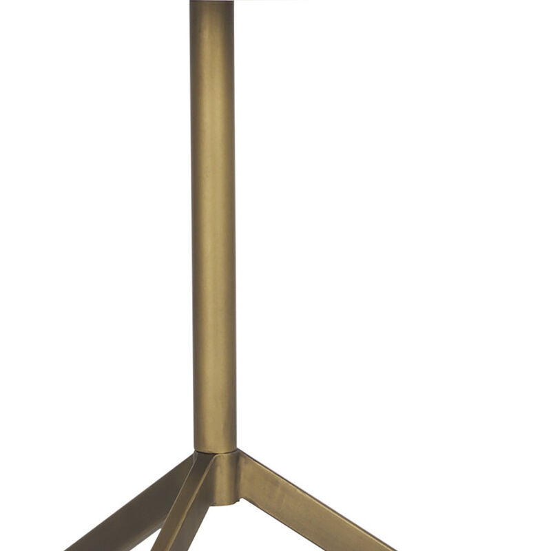 HomeRoots 20" White and Gold Stone and Iron Oval End Table image number 2