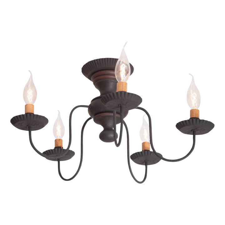 Irvin's Country Tinware Thorndale Ceiling Light In Hartford Black With Red