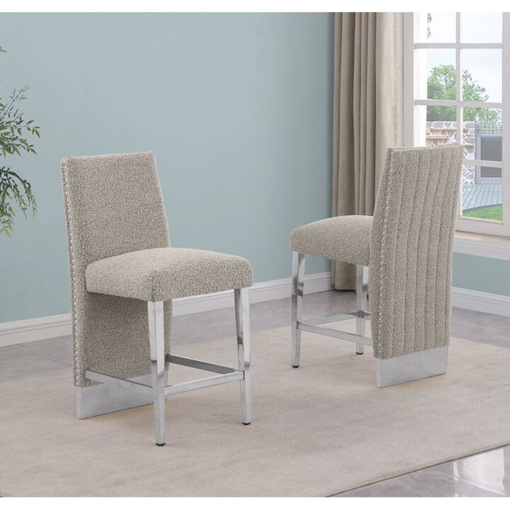 Best Quality Furniture Luxe Gray boucle counter height chairs - Set of 2