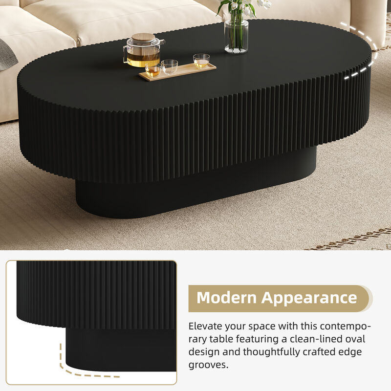 Merax Contemporary Oval Accent Table with Premium Painted Finish, Felt Floor Pads image number 5