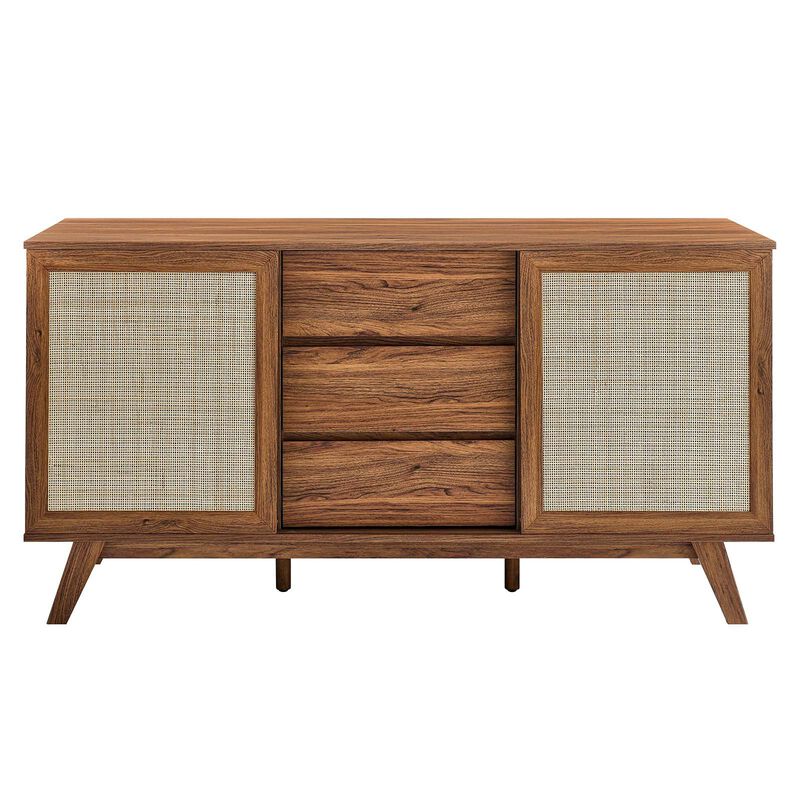 Modway Soma 59" Rattan High TV Stand Sideboard in Walnut image number 6